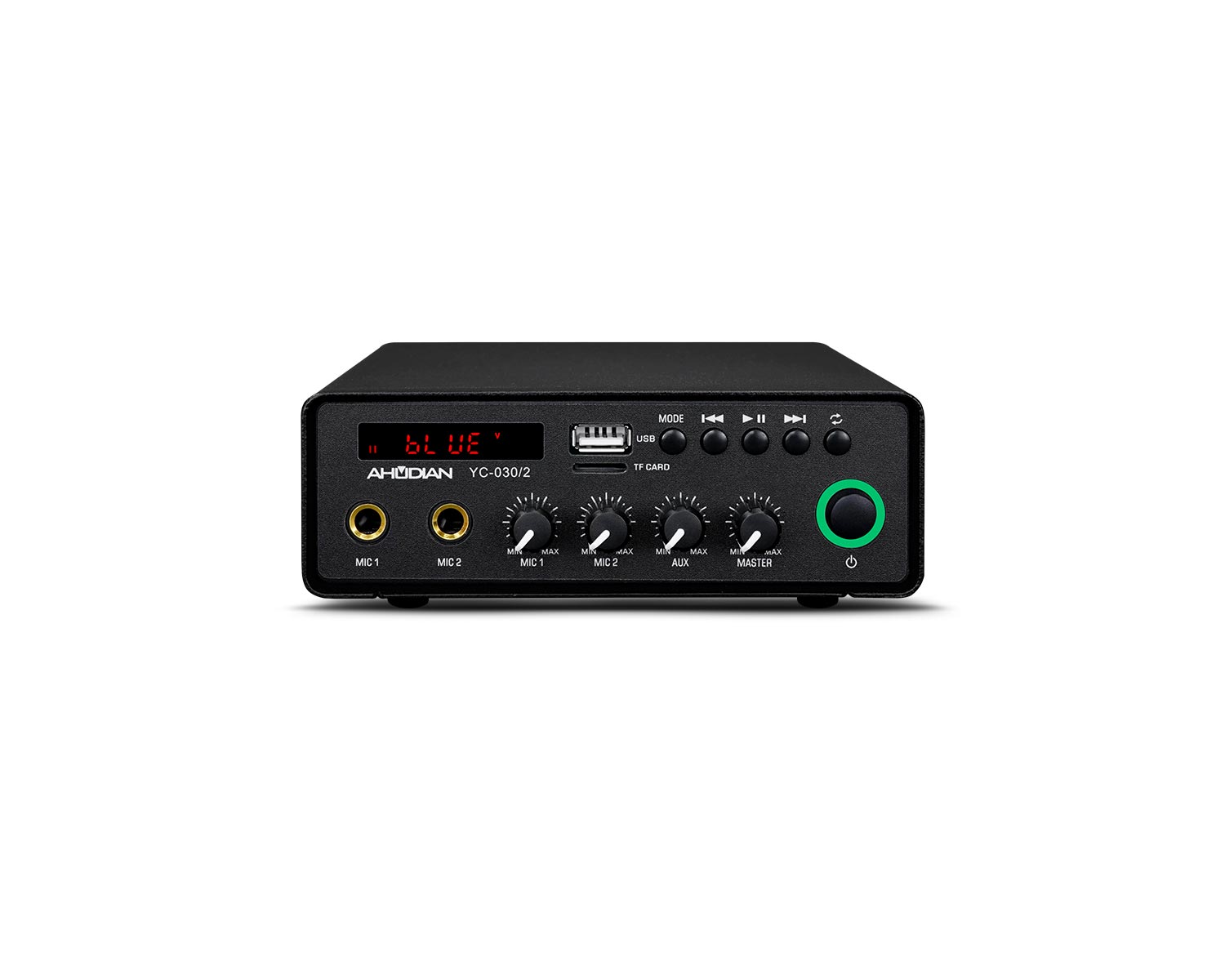 YC-030.2 · Mini amplificador stereo 2x15Wrms/30Wmax con reproductor USB/SD y Bluetooth.