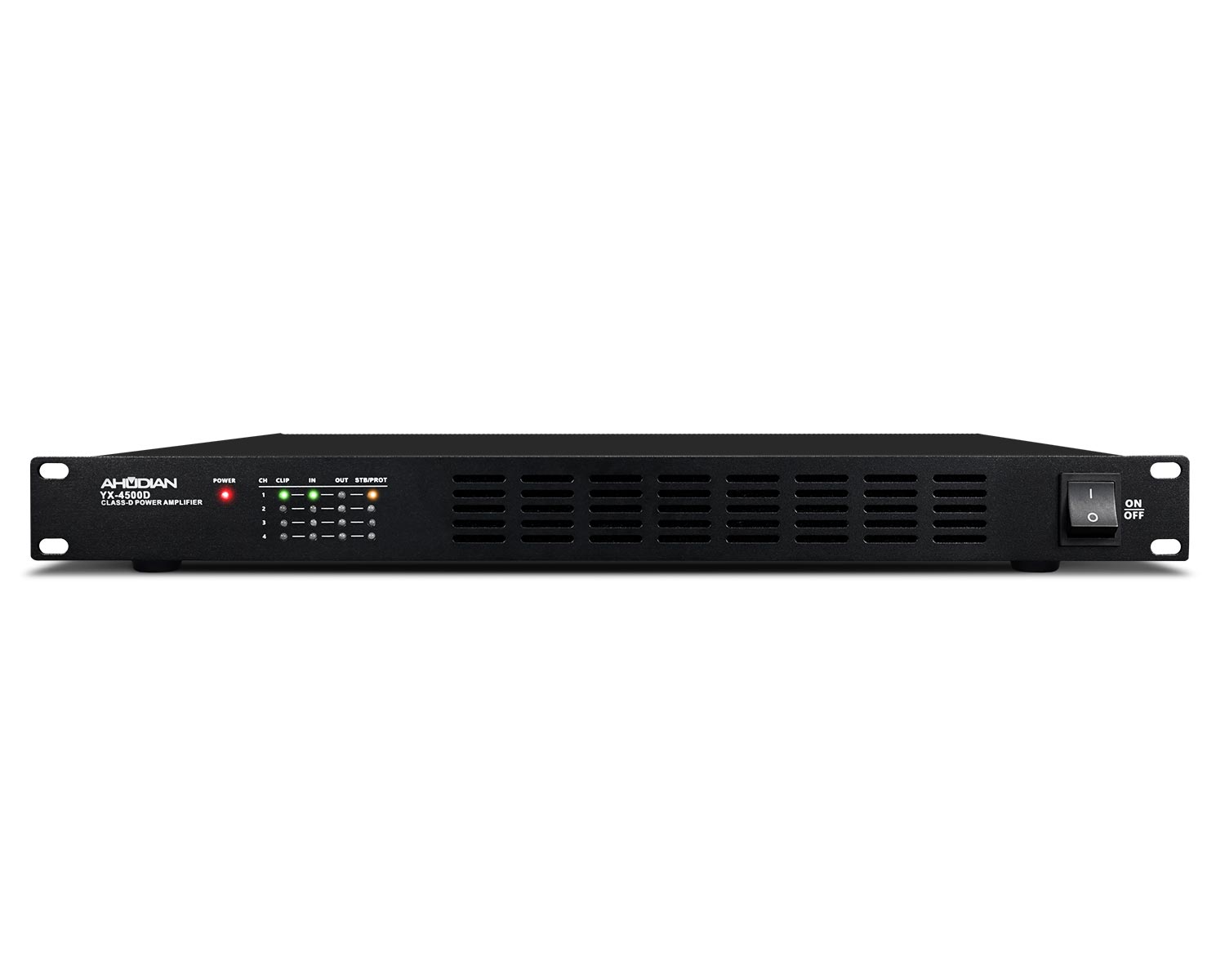 YX-4500D · Etapa de potencia "Clase D - Alta Eficiencia" Salida 4 x 500W RMS - Línea 100V/8Ω