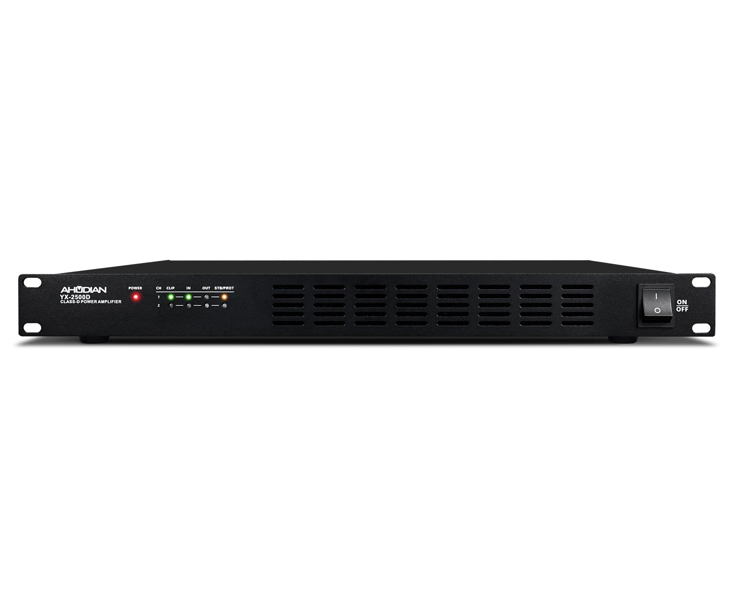 YX-2500D · Etapa de potencia "Clase D - Alta Eficiencia" Salida 2 x 500W RMS - Línea 100V/8Ω