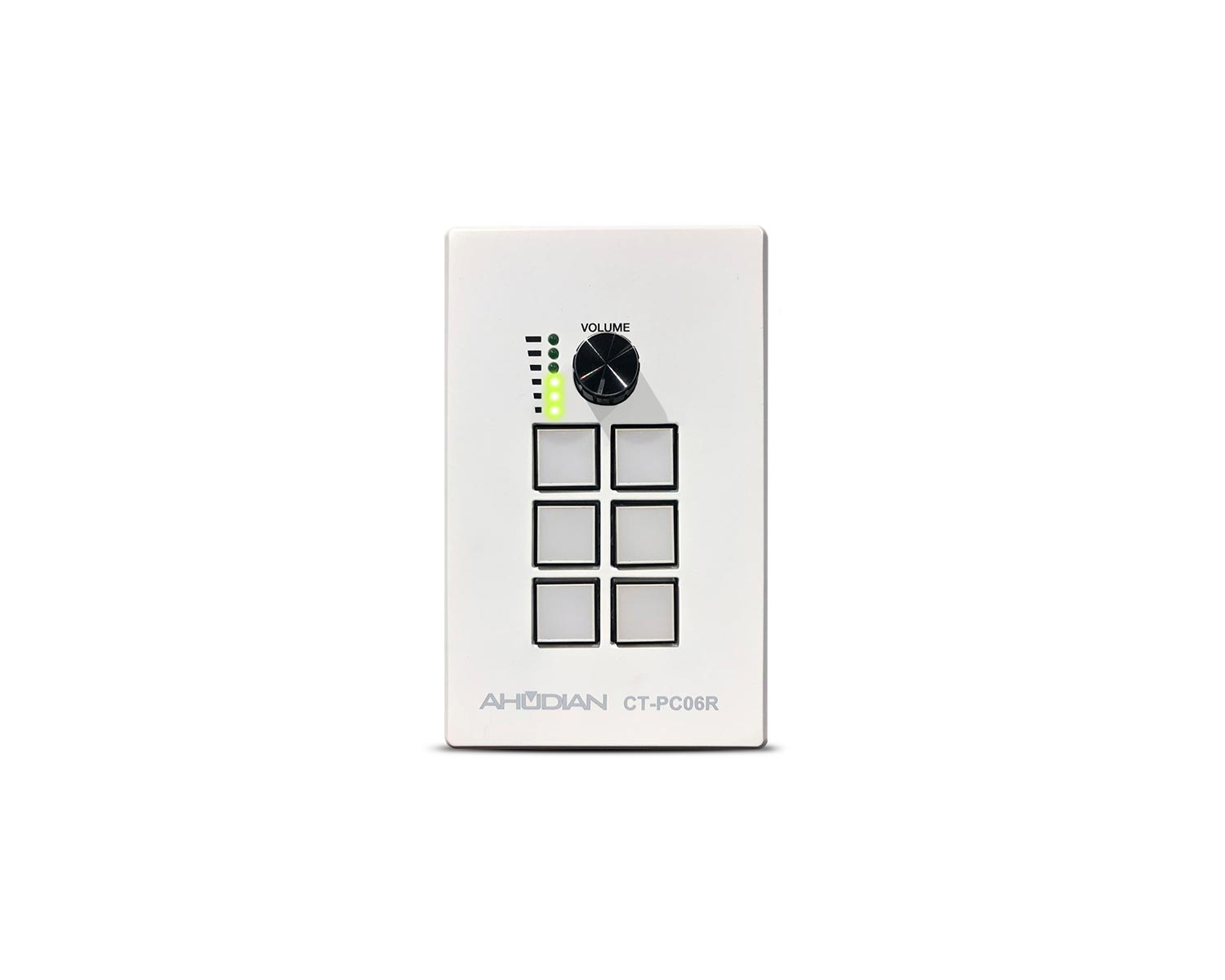 CT-PC06R · Panel de pared con 6 pulsadores y potenciometro rotativo personalizados para el control AV.