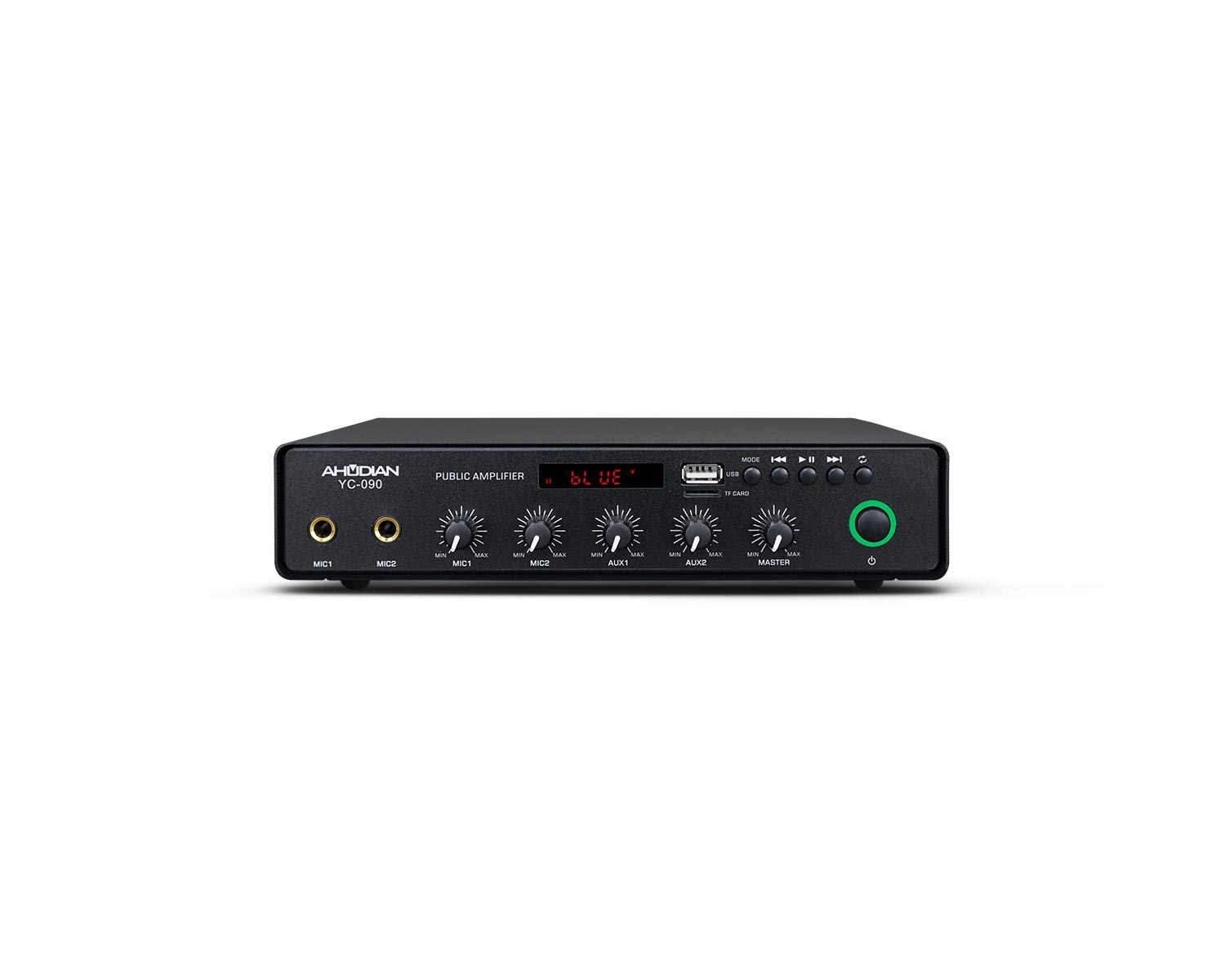 YC-090 · Amplificador reproductor USB/SD/FM y Bluetooth salida 90Wrms/ 120WMax. línea 100V
