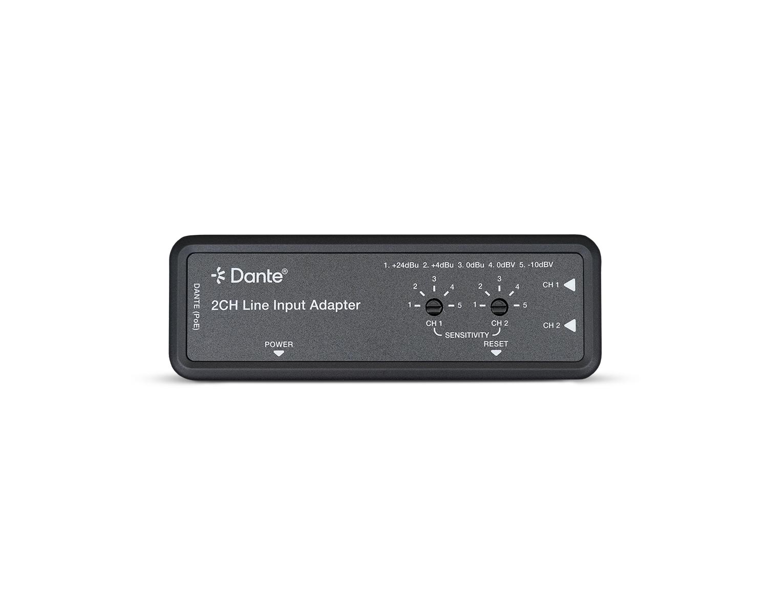 HA-D2IN · Gateway Digital en RED IP/Poe DANTE 2 CH Entrada de Audio. Conector Euroblock