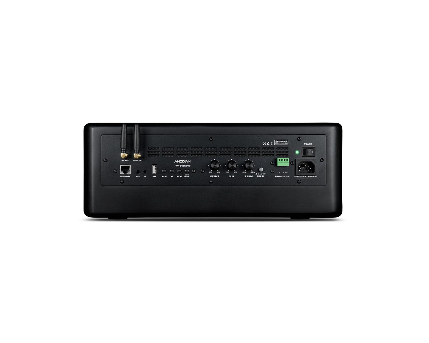 WF-SUB580B · Subwoofer activo 2.1 con 150 W RMS, salidas estéreo 2 x 40 W y conectividad Wi-Fi/Bluetooth